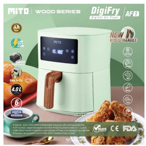 NEW !! Air Fryer Mito AF1 Deep Fryer Digital 4 Lt DigiFry AF-1 dengan Wood Handle