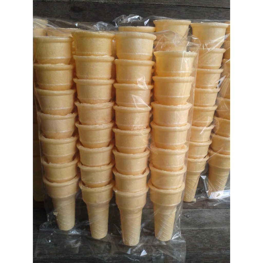 Cone McD Tanggung 30 pcs + Bubble Wrap No COD (Krupuk Es Krim / Opak Contong Corong Cuncum Ice Cream)