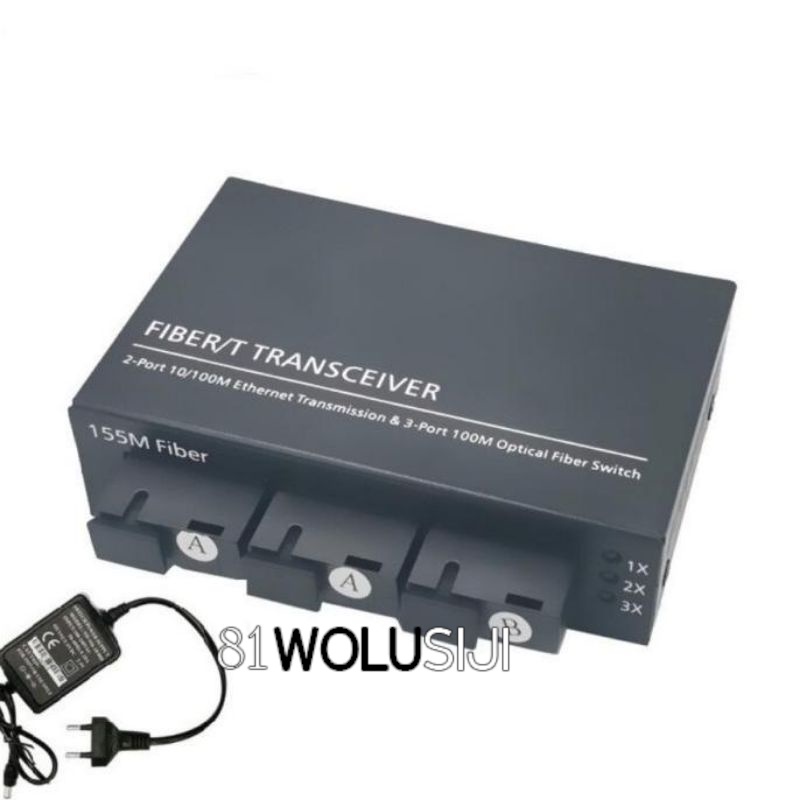 Converter 3 Port FO 2 Port LAN 10/100Mbps Base Fast Ethernet Fiber Optic