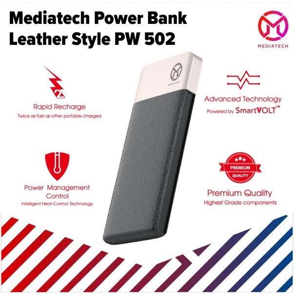 Powerbank murah Leather PW 502 10000mAh mediatech  - 63937