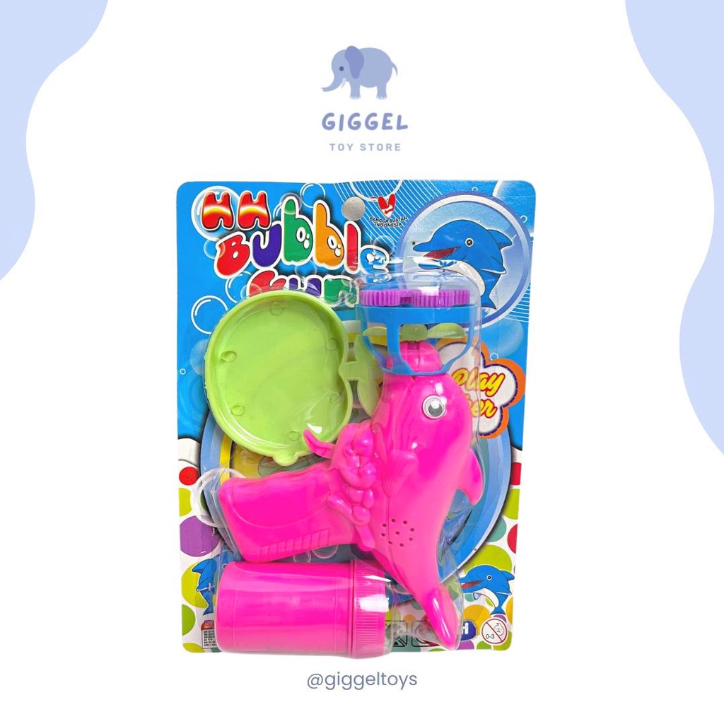 [ Giggel ] BUBBLE GUN DOLPHIN / Mainan Anak Tembak Bubble Gun Dolphin 5 Mata Gelembung Air Sabun SNI bubble dolphin 5 mata