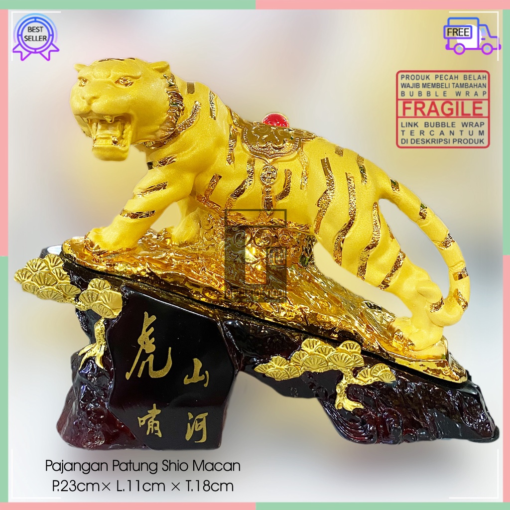 Patung Pajangan Hiasan Imlek Patung Pajangan Hiasan Hadiah Bingkisan Hampers Parcel Parsel Kado 12 Shio Macan Tiger Harimau Imlek Tahun Baru Cina Cny Sincia Emas Gold Resin Dos Kotak Gift Box Mika Kaca Hoki Rejeki Fengshui Ukuran Size Small Kecil Medium