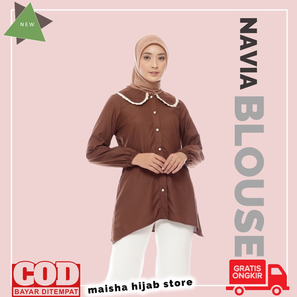 Baju Atasan Blouse Wanita Muslim Muslimah Import Polos Lengan Panjang Wanita Remaja Cewek Cewe Fashi