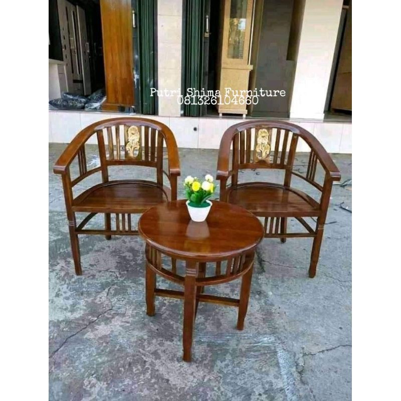TERLARIS Kursi teras Betawi Amerika / kursi teras kayu jati / kursi teras murah / kursi outdoor / ku