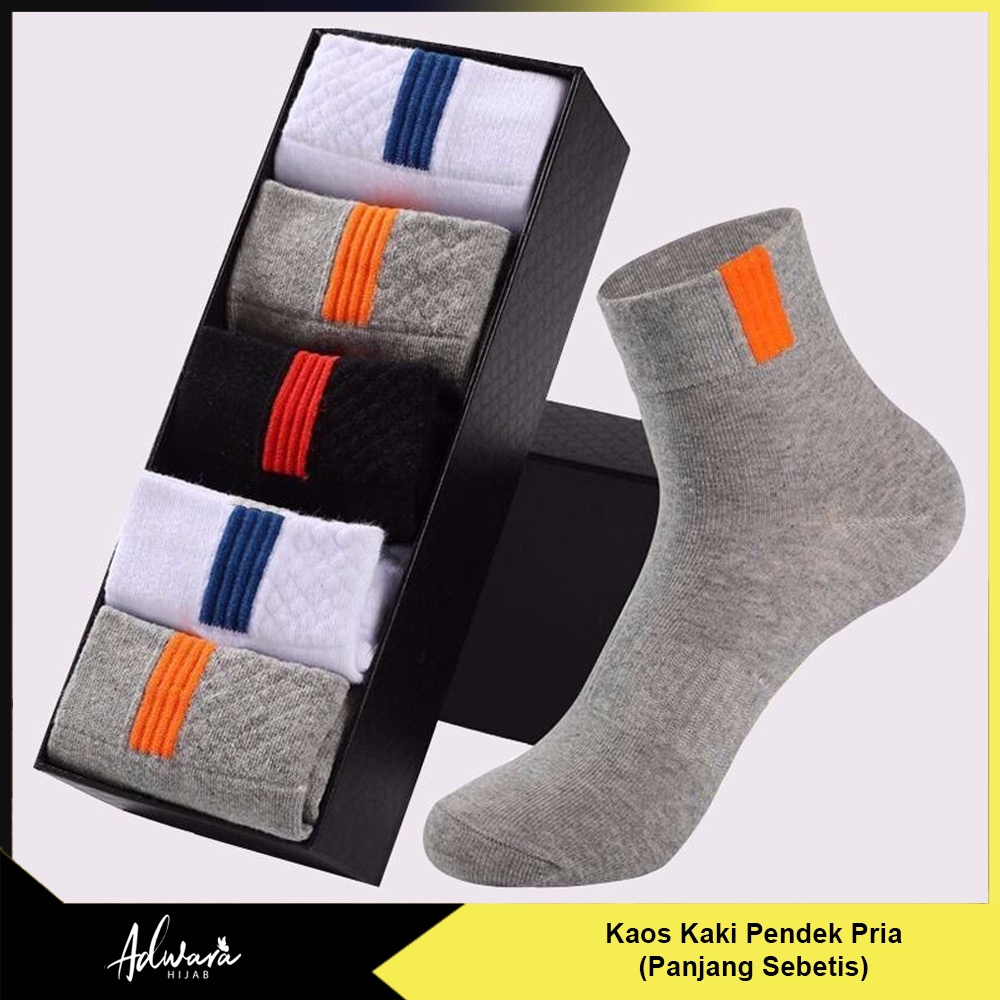 Kaos Kaki Pria Pendek Sebetis Motif Garis Warna Polos Untuk Pergi Kuliah Kantor