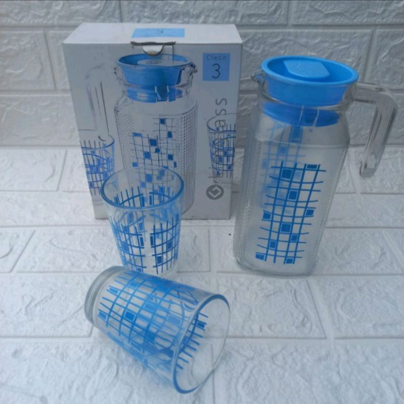 Teko Set Kimglass 5 in 1 / Set Teko Gelas Kaca Kimglass 5 Pcs