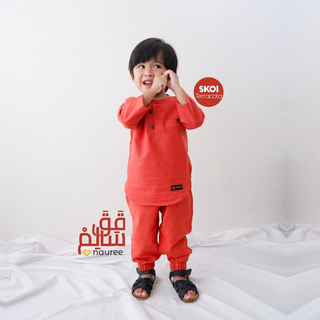 Nauree - Koko Anak Salim Baju Setelan Anak Laki Laki Celana Panjang Jogger Bahan Linen Rami Untuk Umur 1 2 3 4 5 6 Tahun Adem Nyaman Halus Jahitan Rapih Tidak Gampang Kusut