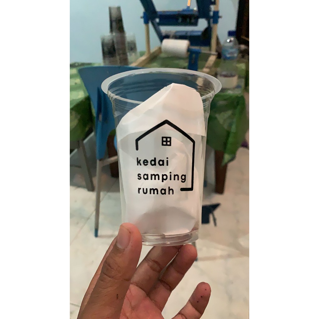 Sablon Gelas Plastik/Cup 16 oz DATAR Merek minimal order hanya 100pcs STARINDO MURAH BAGUS TEBAL 5gr