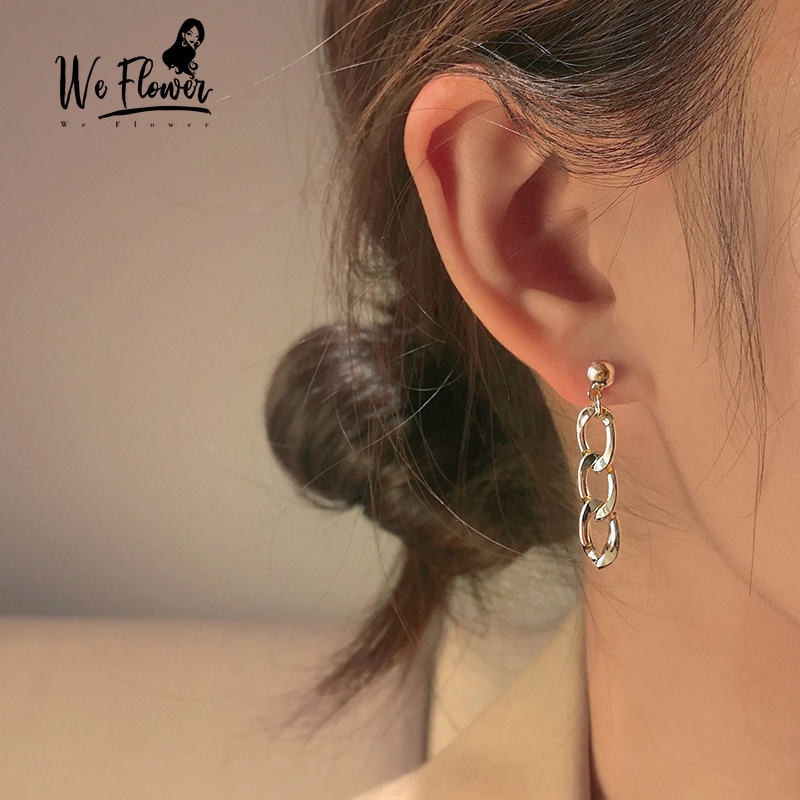 We Flower Normcore Silver Metal Link Chain Earrings for Women Chic Fashion Ear Jewelry