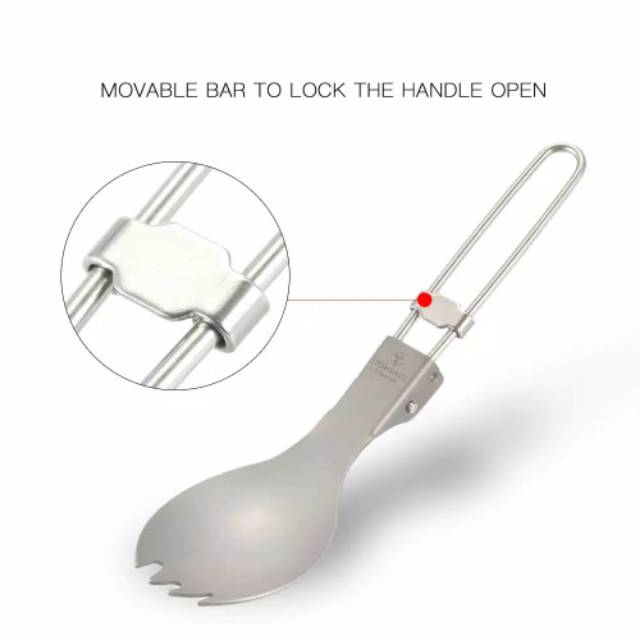 Tomshoo sendok titanium lipat ultralight spoon folding spork