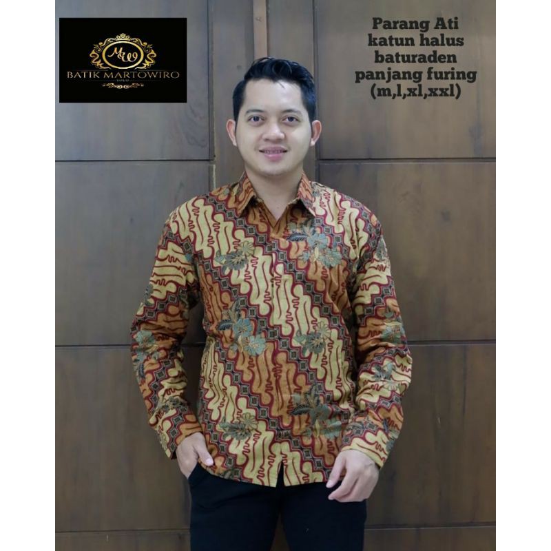 Kemeja Batik Lengan Panjang Pria Batik Pria Coklat Lengan Panjang PARANG AJI