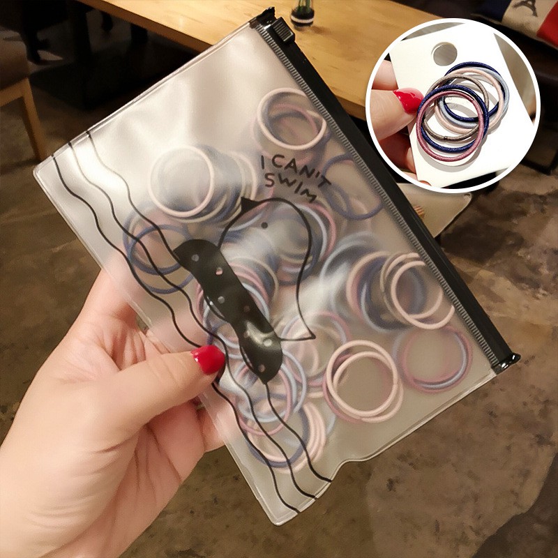 Ikat Karet Rambut 100pcs Warna Polos Gaya Korea / Ikat Rambut Elastis-Mix Warna Tua