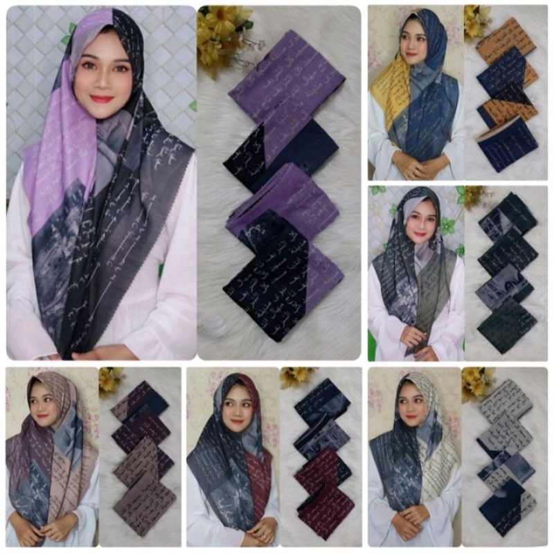 HIJAB TREN SEGIEMPAT MOTIF VOAL KORAN ARAB PREMIUM