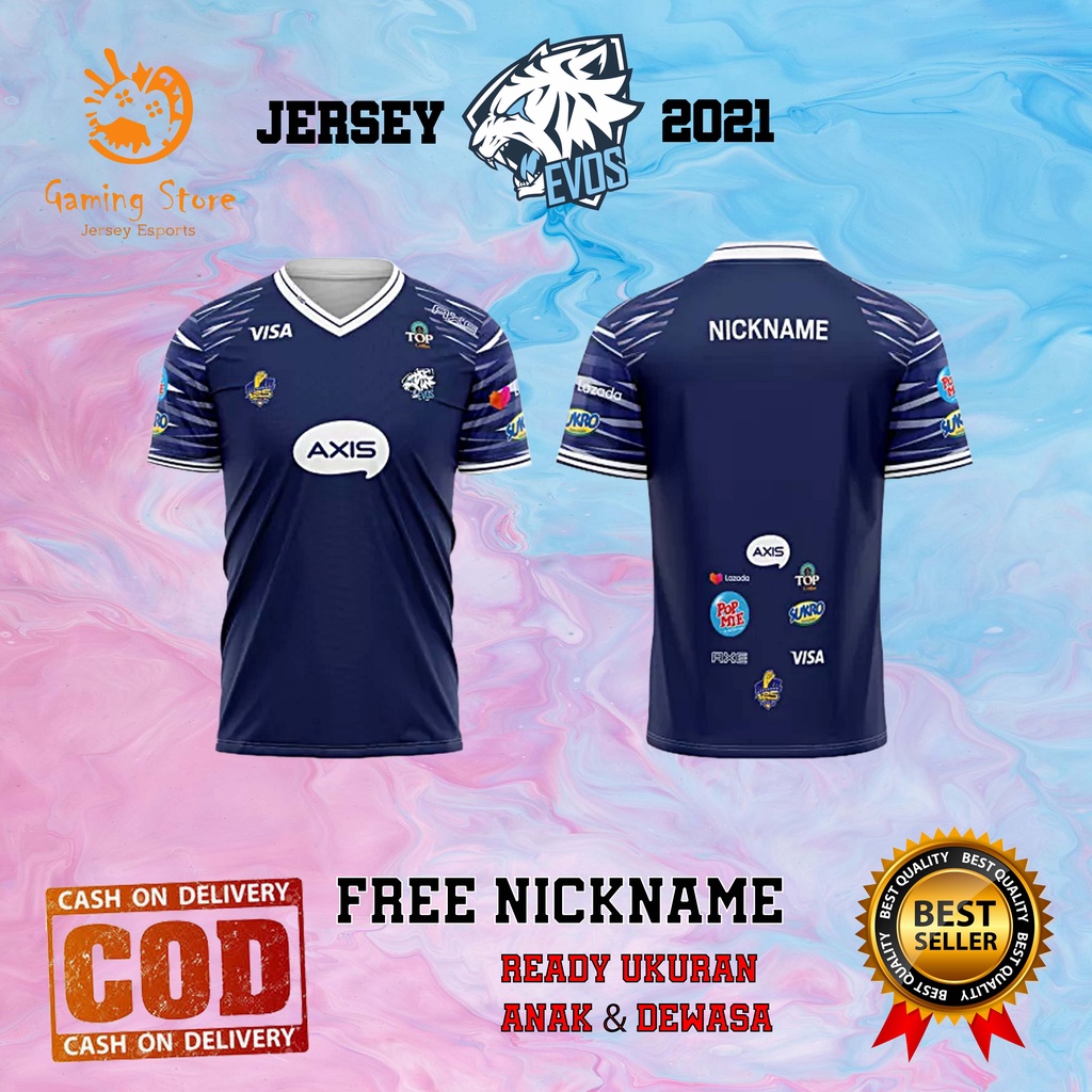 Jersey Kaos Baju EVOS 2021 Mobile Legend PUBG Free Fire AOV DOTA
