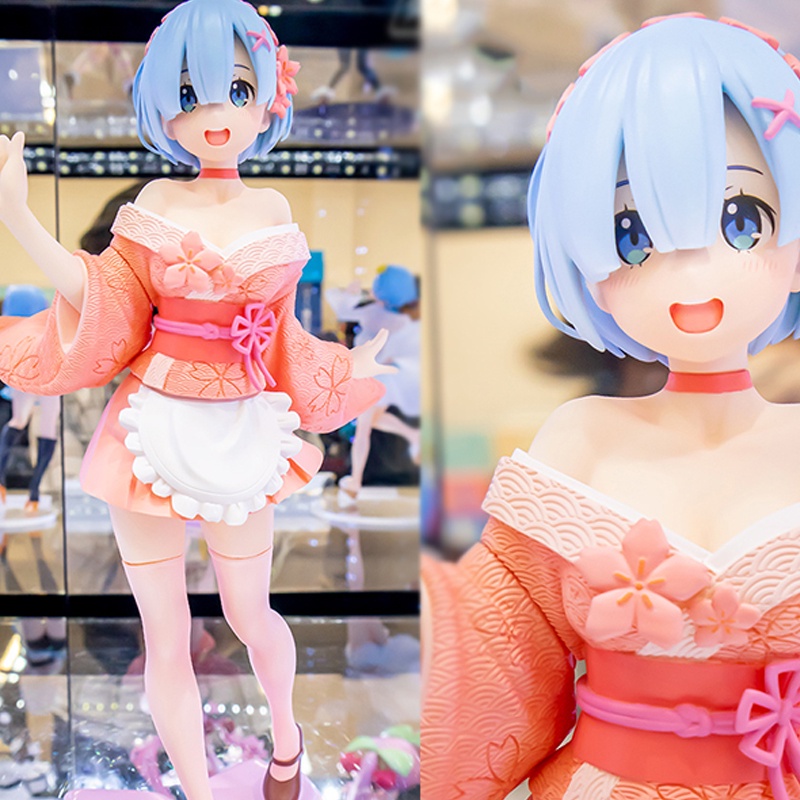 Mainan Action Figure Anime Re: Life In A Different World From Zero Rem Dengan Sakura Kimono Pink 23cm Bahan PVC