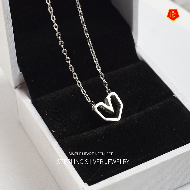 [Ready Stock]Women's Hollow Heart Necklace Korean Chic Simple Sweet Style