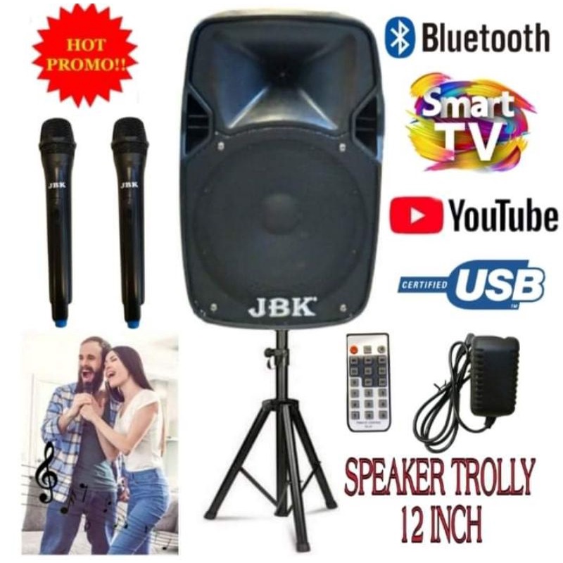 Speaker portabel JBK 12 in aktif 2 mic bluetooth USB karaoke smart tv