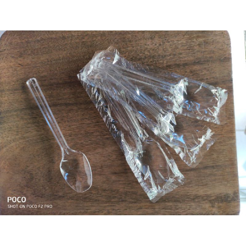 sendok plastik / garpu plastik - steril - wrap plastik film ( 100 pcs )