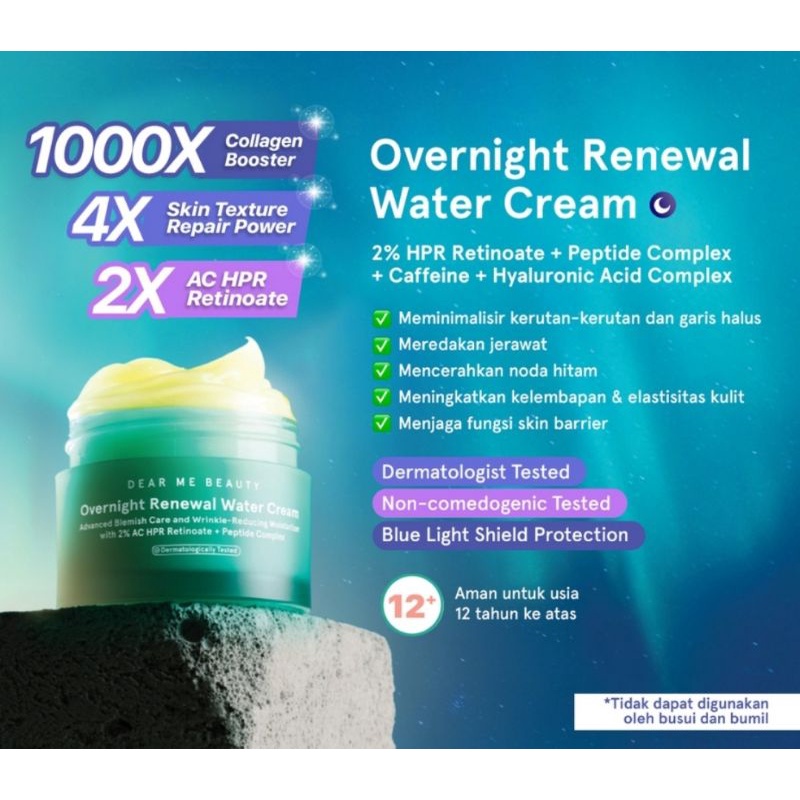 Dear Me Beauty Overnight Renewal Water Cream 30g