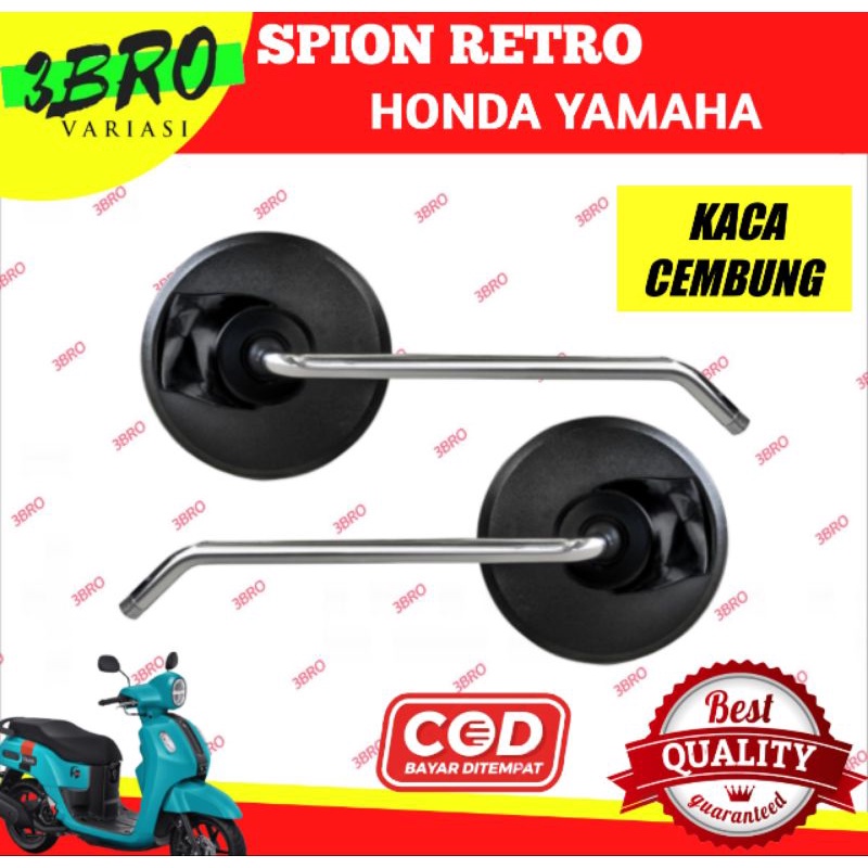 SPION RETRO BULAT KACA CEMBUNG SEMUA MOTOR MATIC kualitas bagus