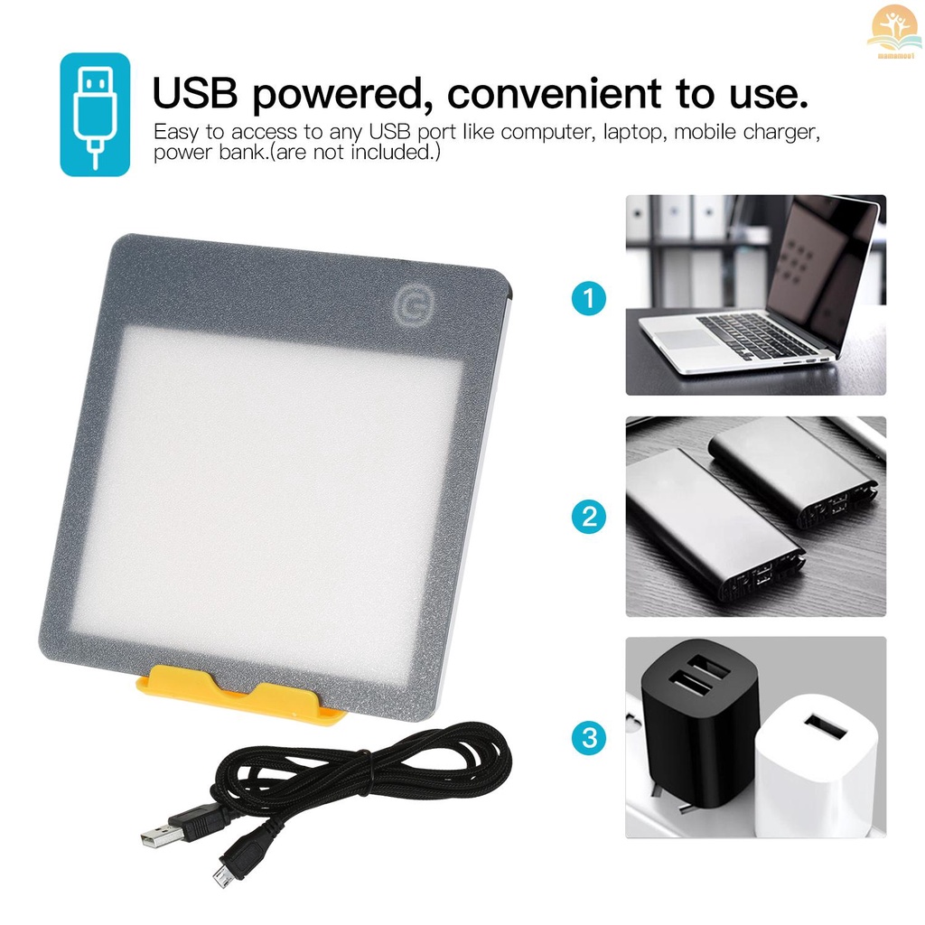 Portable Energy Light  UV-Free 10000 Lux LED Bright Lamp Light Pad Tracing Board 3-Level Adjustable Brightness with Stand Natural Sunlight Table Lamp for Home Office Use