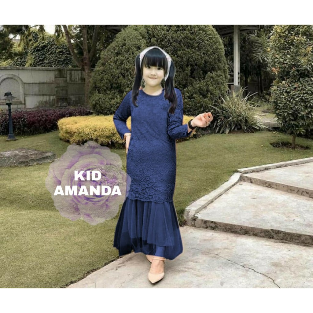 DRESS MX AMANDA KIDS / GAMIS MAXI ANAK WANITA LENGAN PANJANG BRUKAT TILE