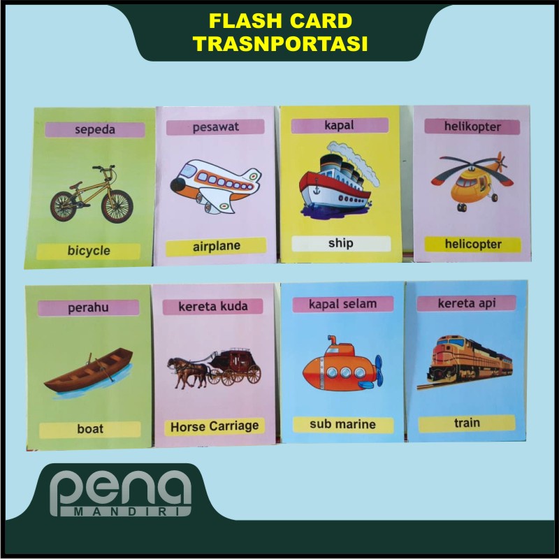 FLASH CARD ANAK - Belajar Mengenal Macam-macam Transportasi Kartu