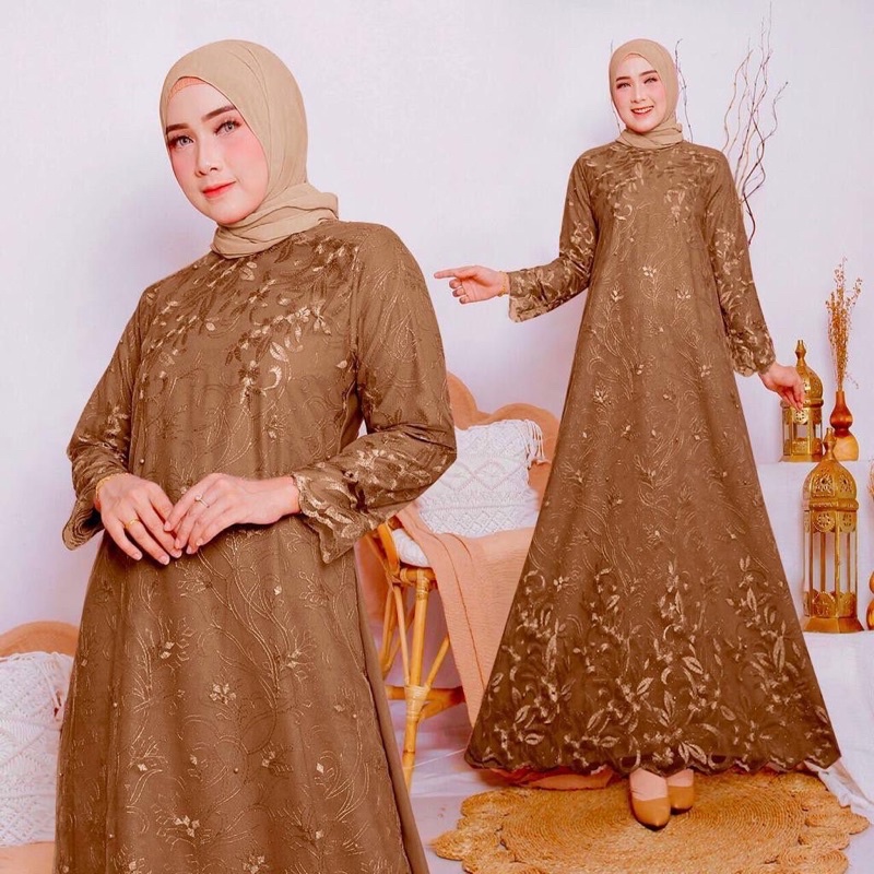 HUMAIRA DRESS / Gamis brukat kekinian/Gamis brukat pesta/Gamis brukat tile kondangan mewah 2022/Gami