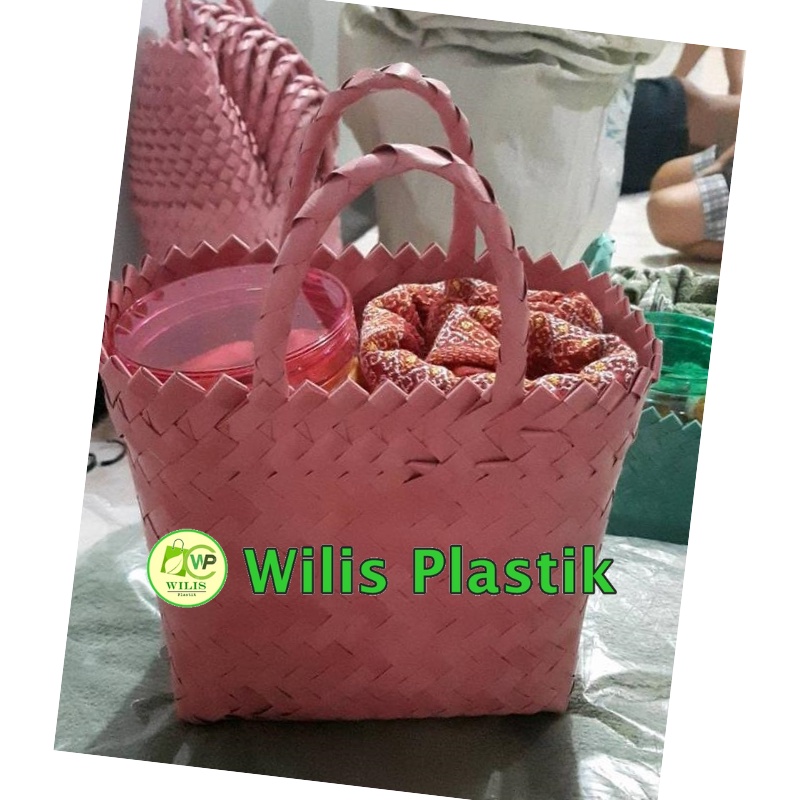 Tas Anyaman Plastik Murah Polos Mini Keranjang Belanja untuk Bingkisan Hampers Souvenir Parcel Pernikahan Ulang Tahun