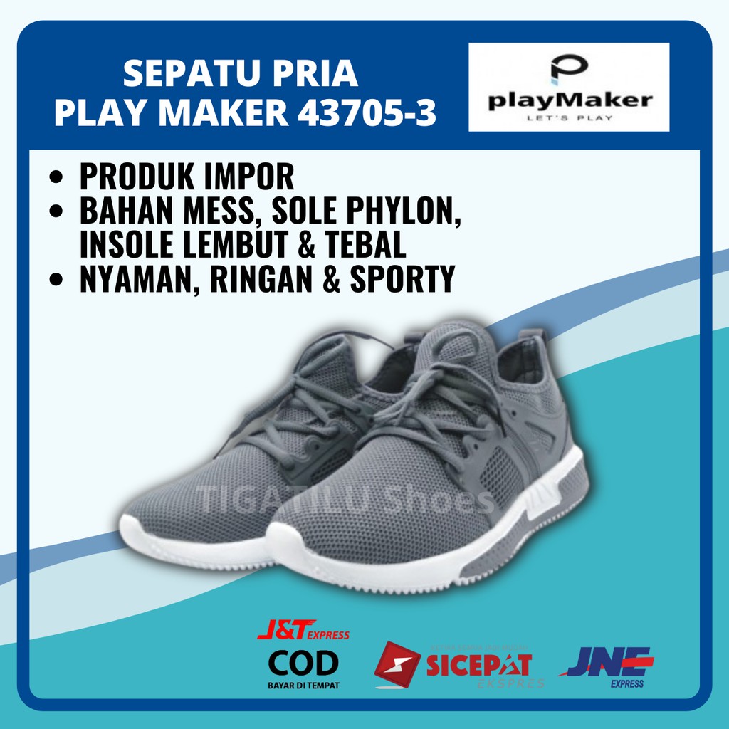 Sepatu Sneakers Snekers Snakers Pria Play Maker 03 Original Kasual Murah