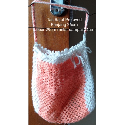 Tas Rajut Preloved/Tas/Tas Wanita/Tas Cewek Rajut Tangan Orange Putih Bekas Murah/Tas Rajut Preloved