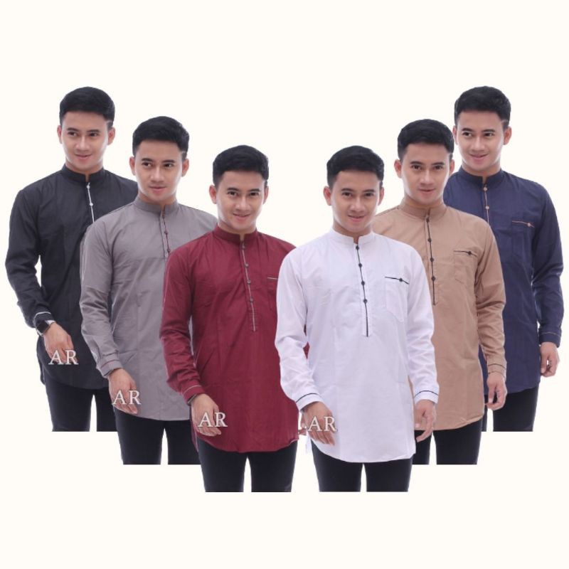 Baju Koko Kurta Lengan Panjang Katun Premium Busana Muslim Pria Ozila