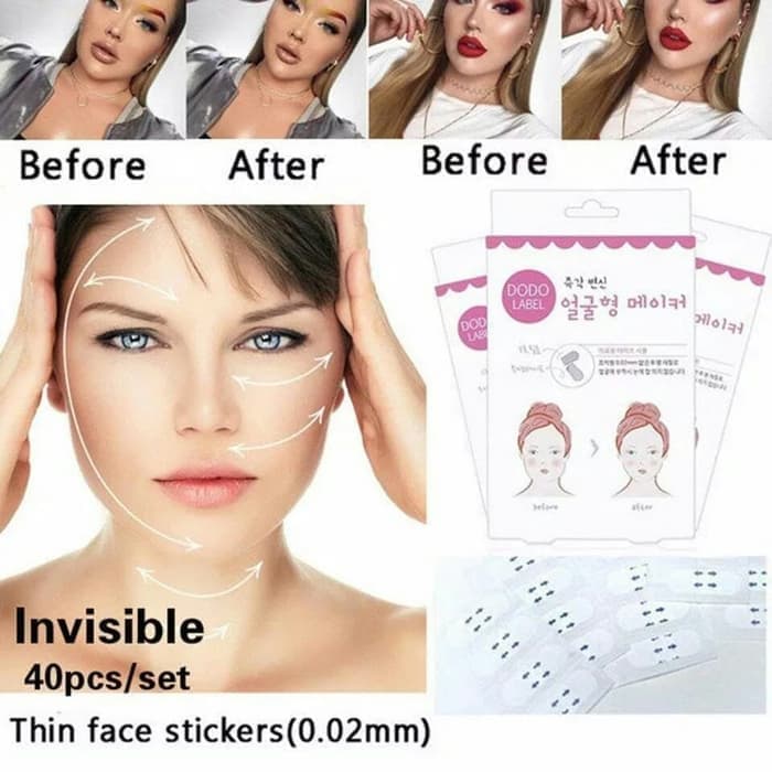 [40pcs] Takarai Selotip Penirus Wajah Tirus Tanpa Operasi - Dodo Label Stiker Korea Face Lift Tape For V Shape