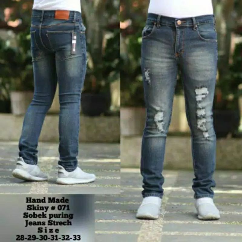 Celana Panjang Jeans Sobek / Ripped Jeans Skinny Strech Original Premium