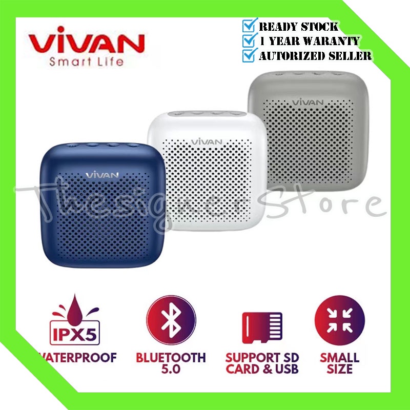 Speaker Bluetooth VIVAN VS1 Mini Wireless Audio Portable Mega Bass Waterproof IPX5 Hi-Fi - Garansi Resmi 1 Tahun