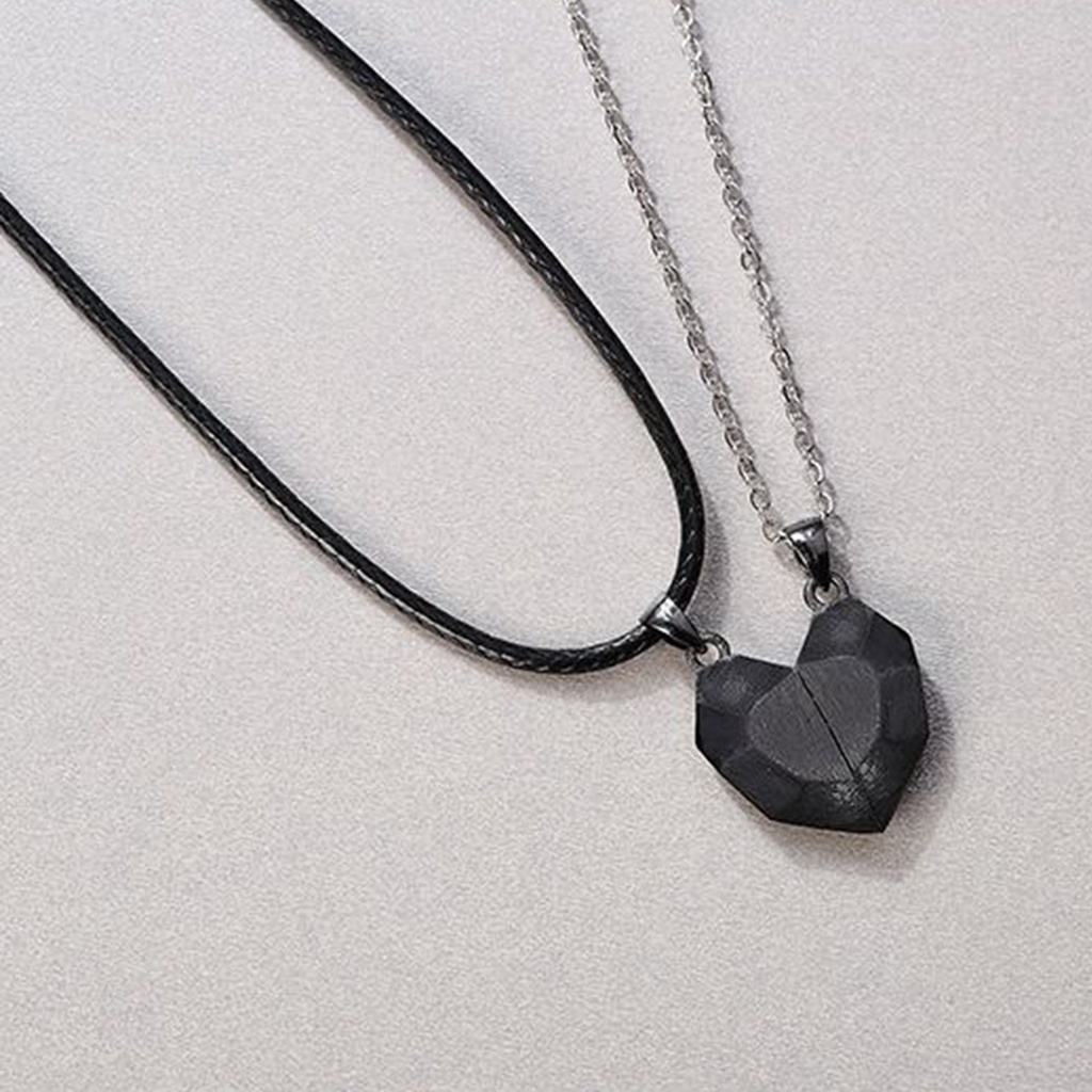 Hu Hu Hu Hu Hu Alat Bantu Pasang Kacamata♡ 2pcs Kalung Rantai Liontin Hati Motif Huruf Untuk Pasanganpriawanita