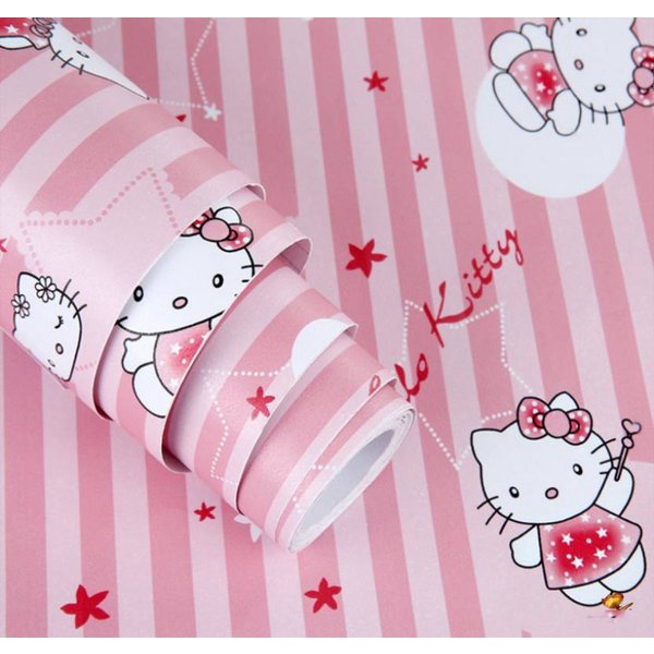 TERMURAH !!! BISA COD -  Wallpaper Stiker Dinding Motif Dan Karakter hello kitty Premium Quality 45cm x 5m - BOY WALLPAPER