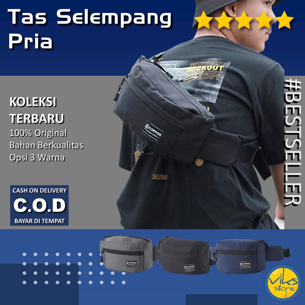 Tas Selempang Pria Cowok Cewek Waist Bag Tas Pinggang Simple Casual Multifungsi Ukuran Sedang Distro Lokal