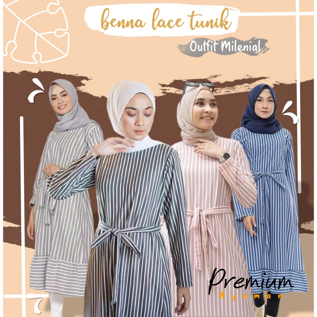Setelan Tunik Lebaran Remaja Dress Muslim Wanita Kekinian Tebal Jumbo Panjang Terbaru Import Murah