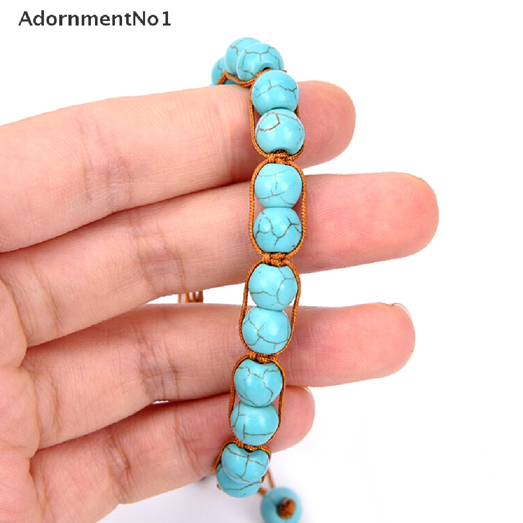 (AdornmentNo1) Gelang Tangan Elastis Gaya Boho Aksen Batu Turquoise Untuk Perhiasan Wanita / Pantai