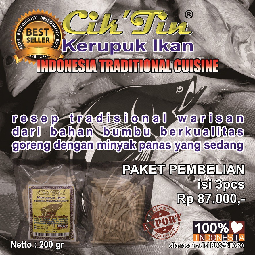 

KERUPUK IKAN Cik’Tin (stik panjang) - PAKET isi 3pcs 600gr