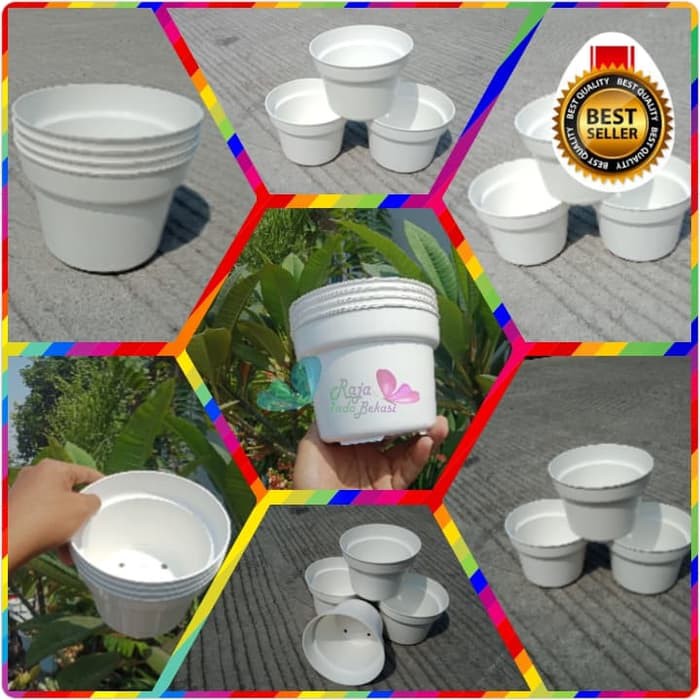 Pot Bunga 15 Cm Putih Bulat Pot Tanaman 15cm Putih Cantik | Bukan Pot 15 Hitam