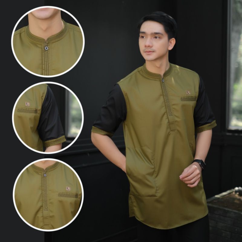 Baju Koko Kurta Original Luthfi Lengan Pendek Toyobo Fodu