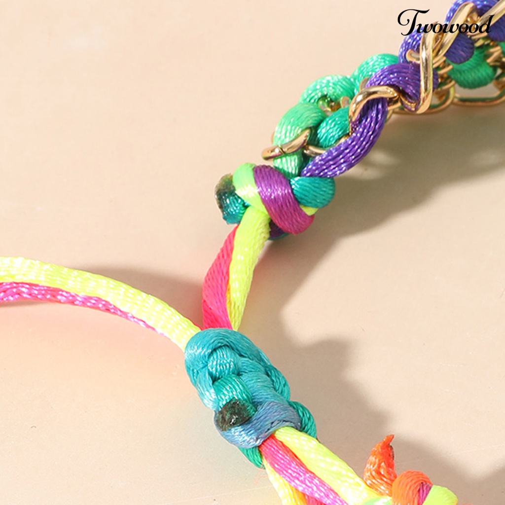 Twowood Strong Rope Universal Unisex Bracelet Alloy Multicolor Handmade Woven Friendship Wristband Jewelry Accessories