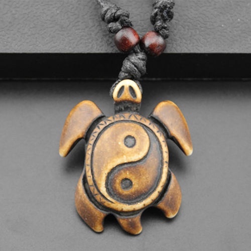 Hu Hu Hu Hu Hu Alat Bantu Pasang Kacamata♡ Kalung Tali Kulit Imitasi Liontin Kurakura Yin Yang Tai Chi Gaya Retro Untuk Priawanita