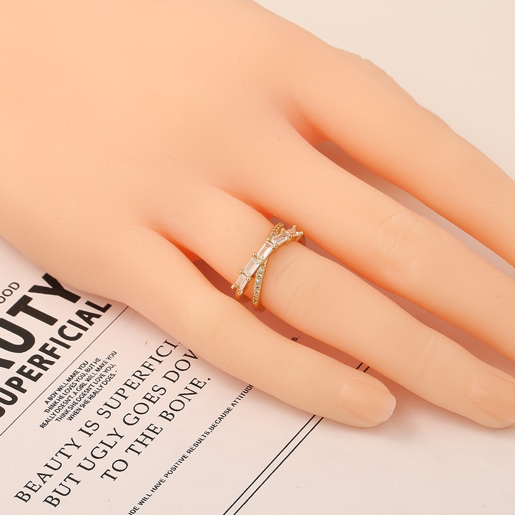 Cincin Eropa dan Amerika perhiasan geometris lebar versi multilayer cincin hip-hop bertatahkan ekor