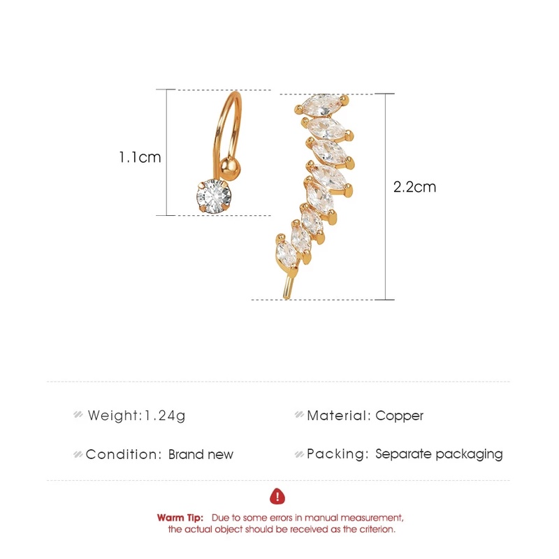 [Trendy Bohemian Non-pierced earrings Crystal Rhinestone Ear Cuff Wrap Stud Clip Earrings] [ Multi-style Girls TemperamentINS Simple Metal Punk Earrings] [Personality Party Ear Jewelry Gifts Accessories]
