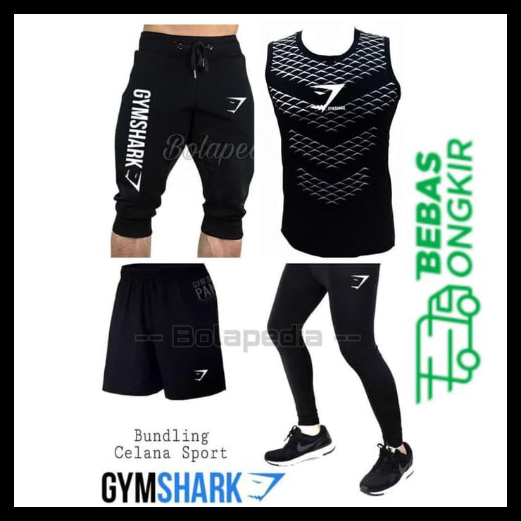 4In1- Bundling Gymshark Stelan Baju Olahraga Kaos Running Gym Training