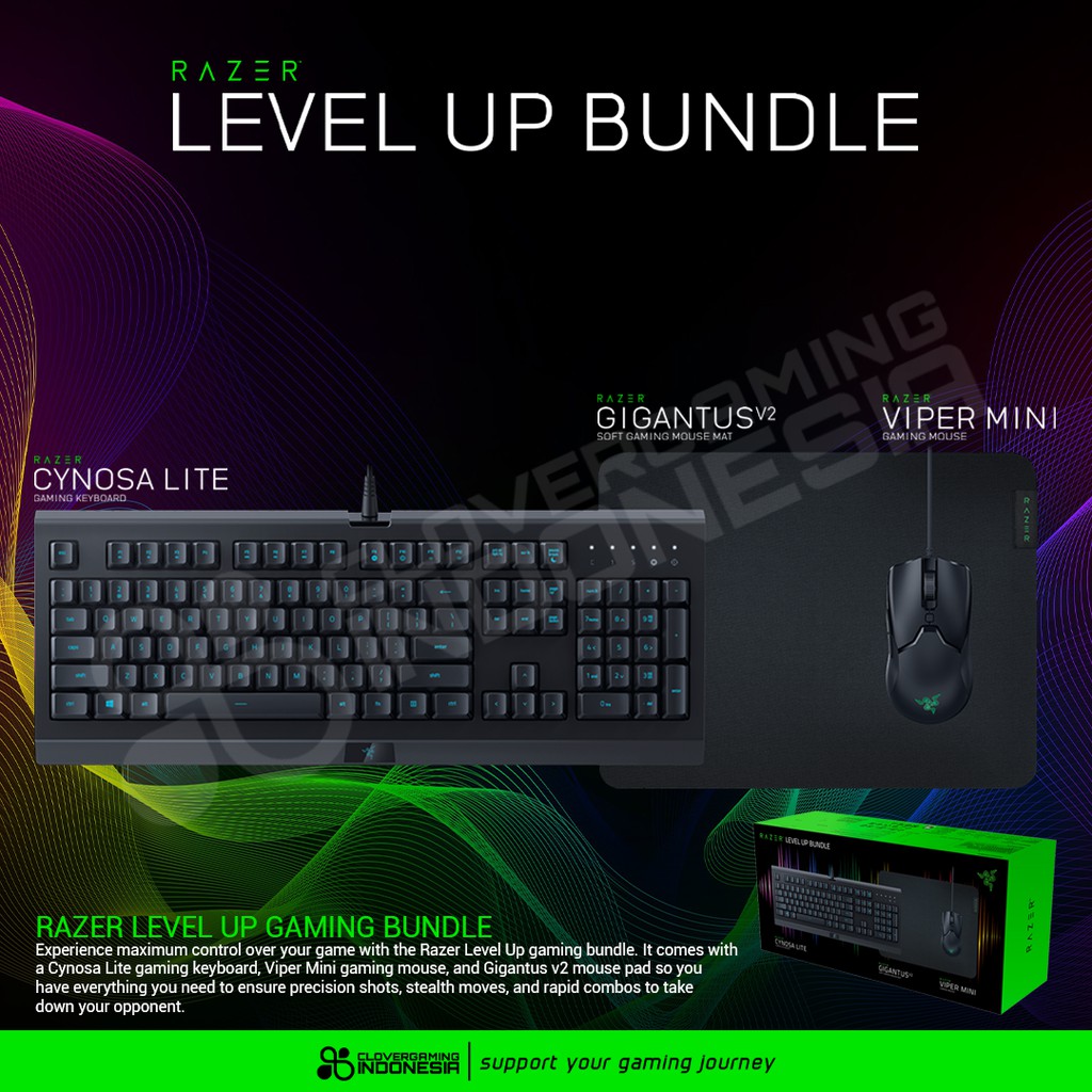 Razer Level Up Bundle - Combo (Cynosa Lite+Gigantus V2+Viper Mini)
