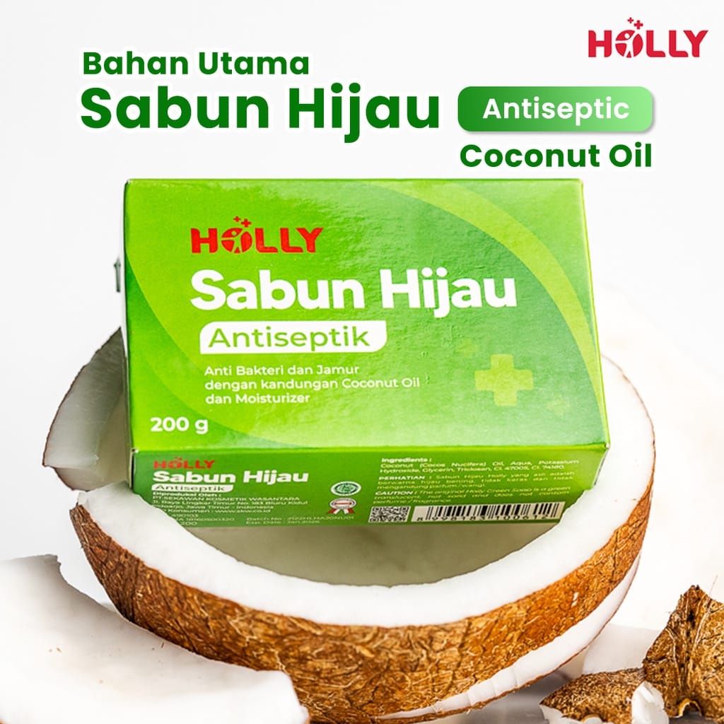 HOLLY SABUN HIJAU BATANGAN ANTISEPTIC BAKTERI PERAWATAN MANDI 200GR